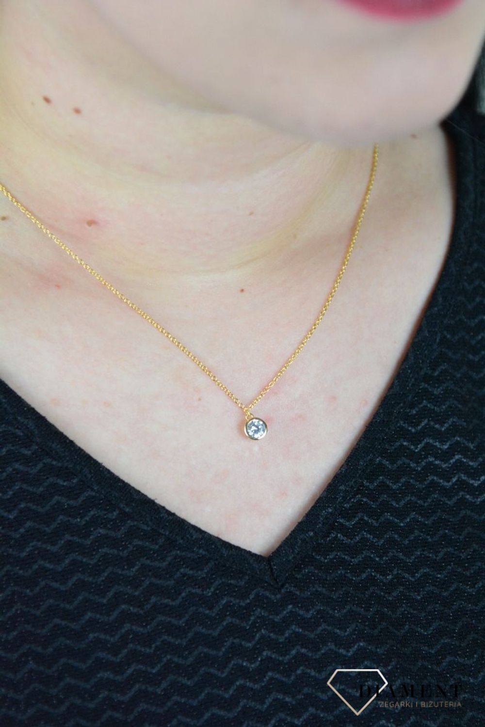 Łańcuszek cyrkonia okrągła pozłacana DIA-NSZ-CHOKER20-925.jpg
