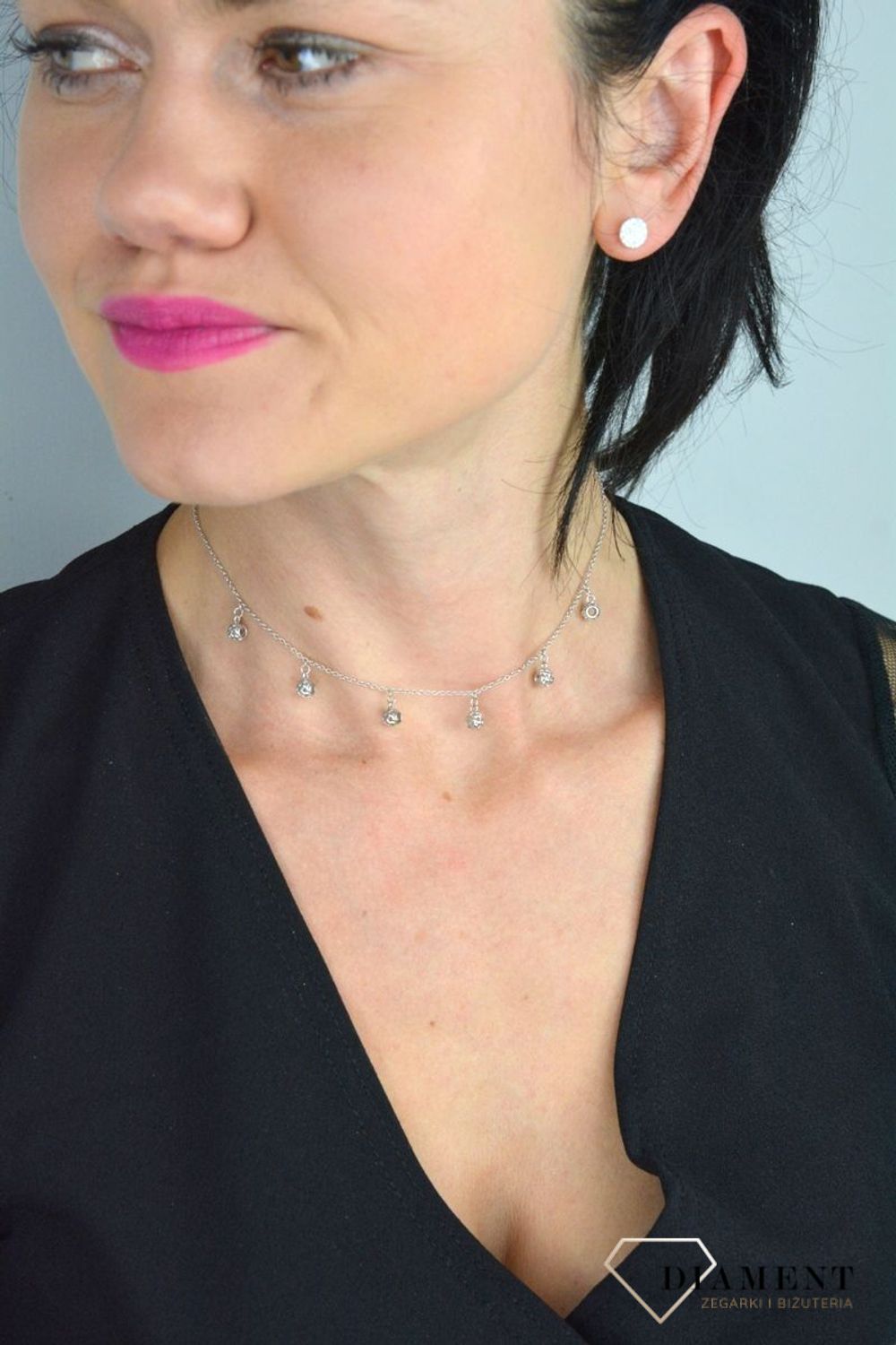 Srebrny naszyjnik celebrytka z ażurowymi kuleczkami  DIA-NSZ-CHOKER22-925.jpg