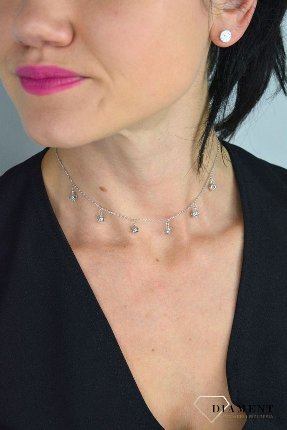 Srebrny naszyjnik celebrytka z ażurowymi kuleczkami  DIA-NSZ-CHOKER22-925.jpg