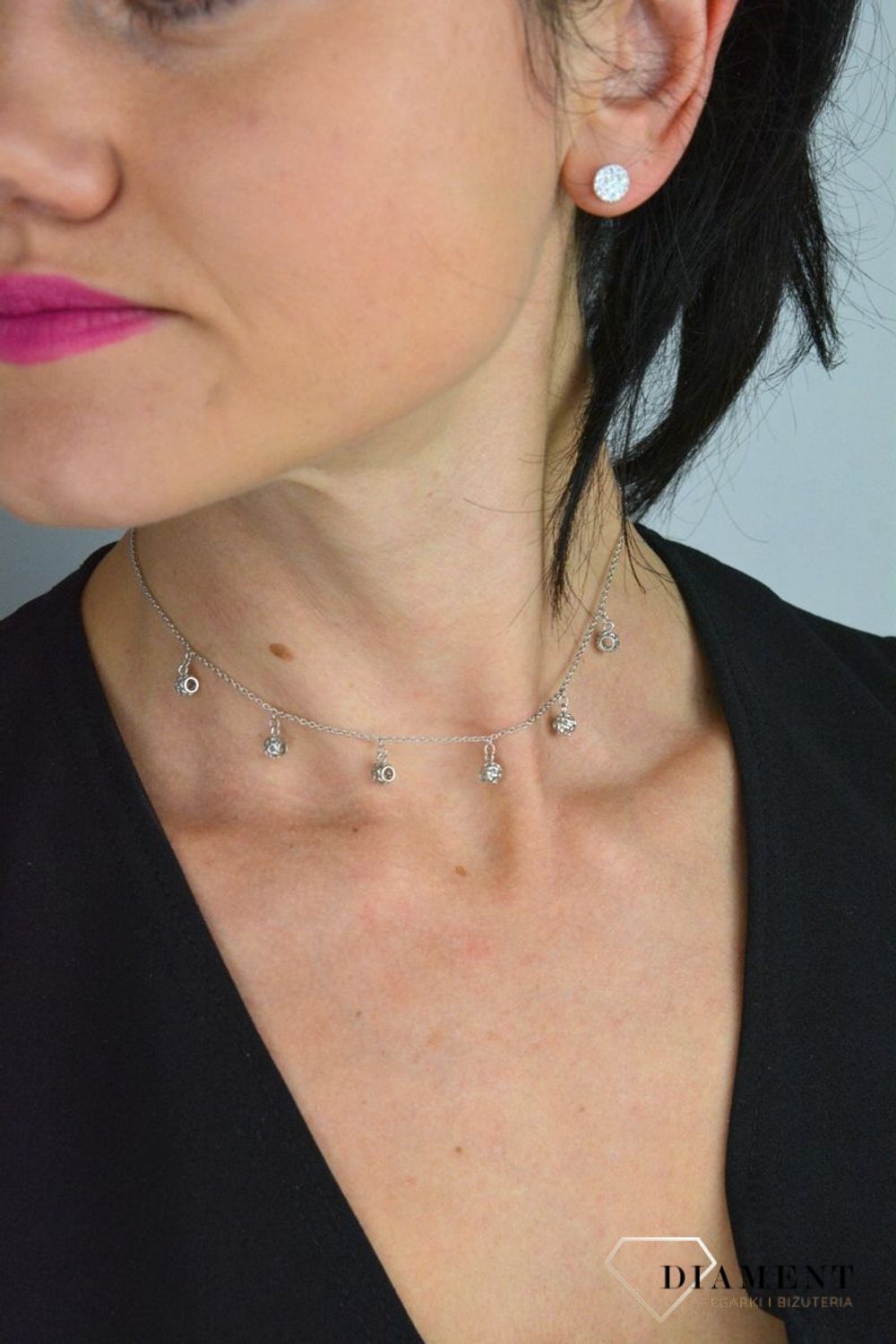 Srebrny naszyjnik celebrytka z ażurowymi kuleczkami  DIA-NSZ-CHOKER22-925.jpg