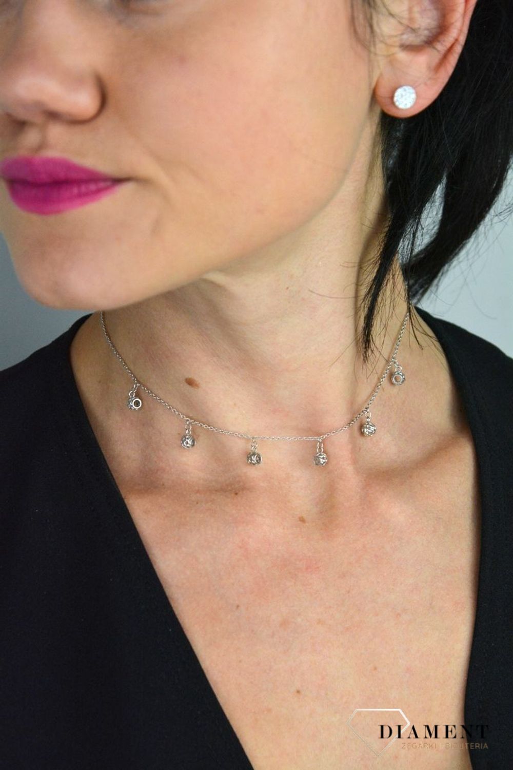 Srebrny naszyjnik celebrytka z ażurowymi kuleczkami  DIA-NSZ-CHOKER22-925.jpg
