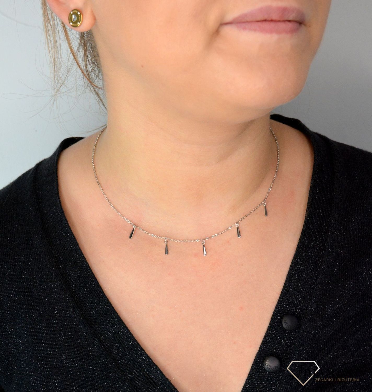 Srebrny naszyjnik celebrytka z wiszącymi ozdobami DIA-NSZ-CHOKER4-925.jpg