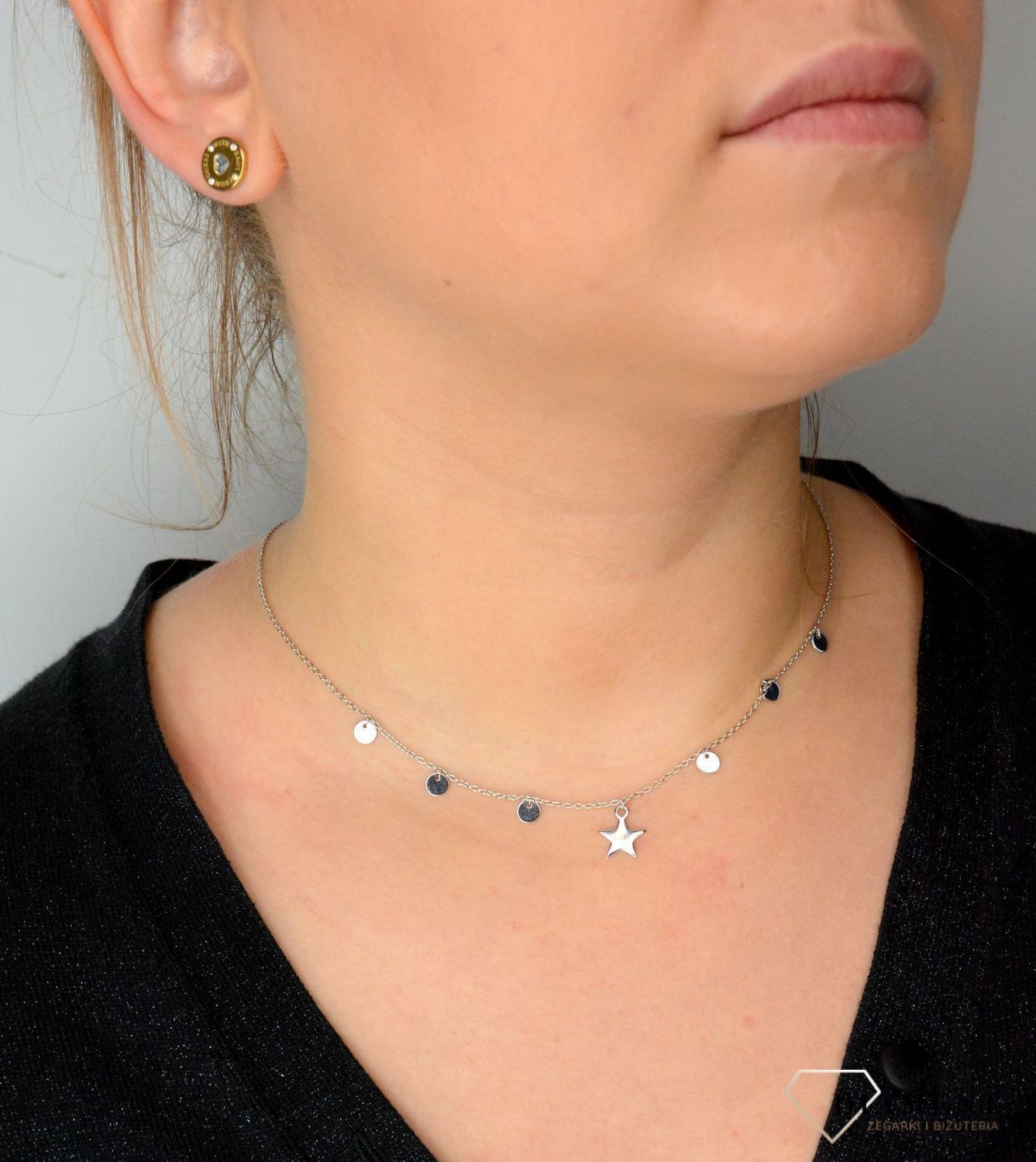 Srebrny naszyjnik celebrytka choker kółka z gwiazdką DIA-NSZ-CHOKER6-925.jpg