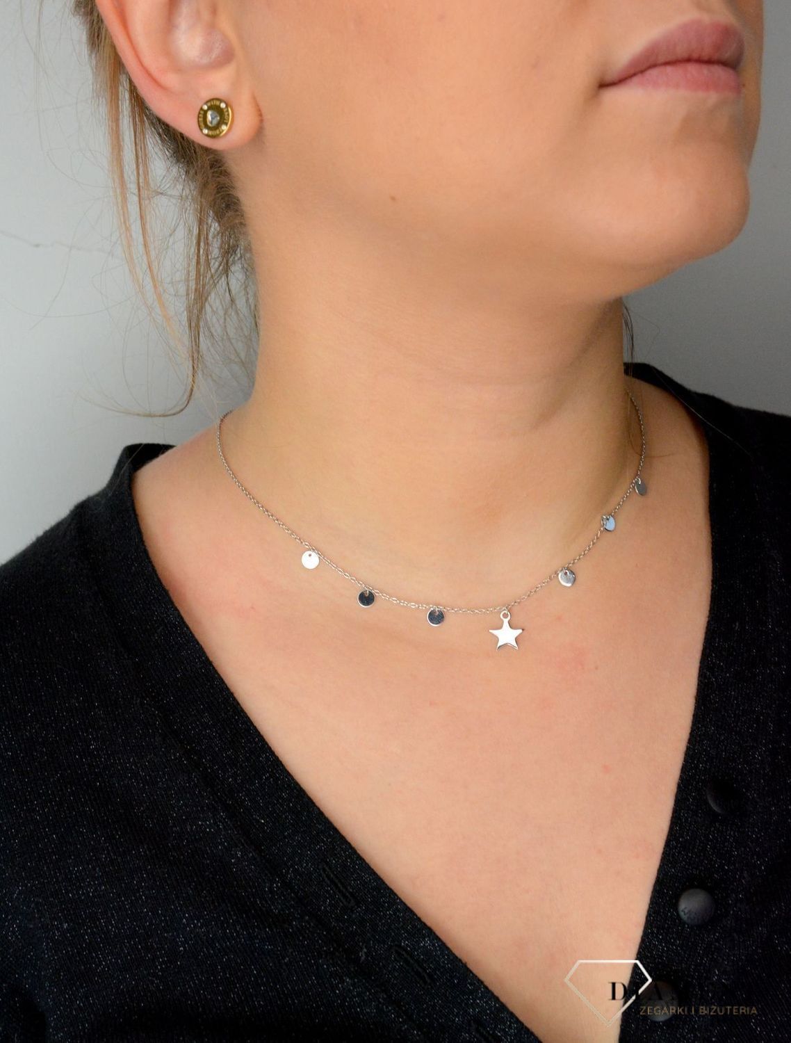 Srebrny naszyjnik celebrytka choker kółka z gwiazdką DIA-NSZ-CHOKER6-925.jpg