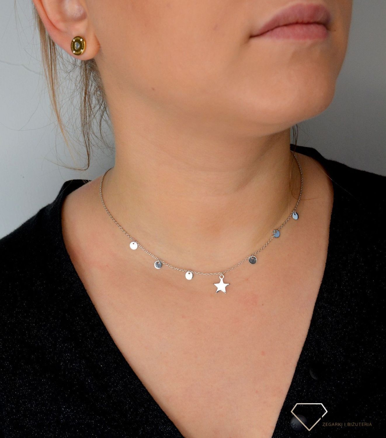 Srebrny naszyjnik celebrytka choker kółka z gwiazdką DIA-NSZ-CHOKER6-925.jpg