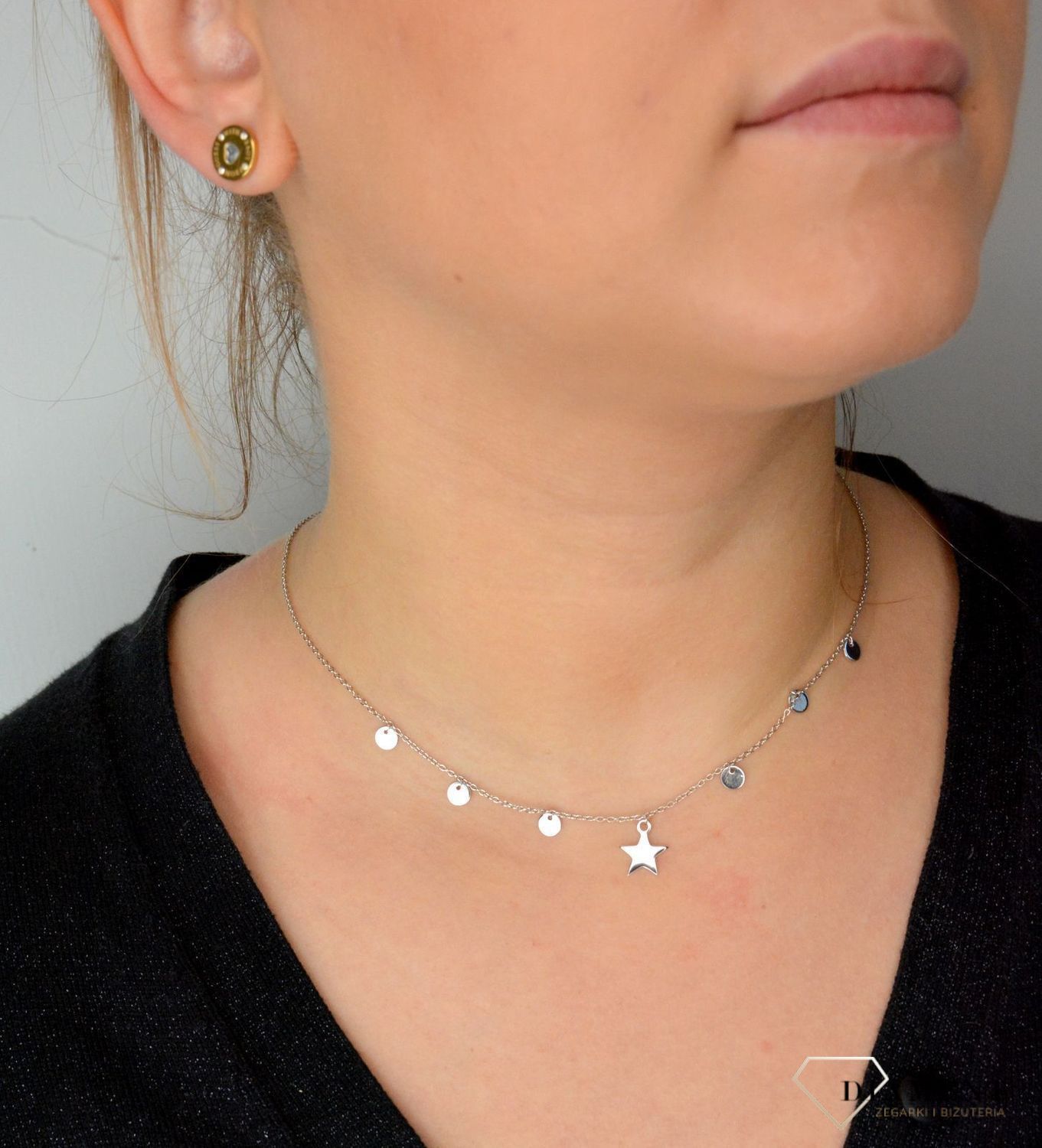 Srebrny naszyjnik celebrytka choker kółka z gwiazdką DIA-NSZ-CHOKER6-925.jpg