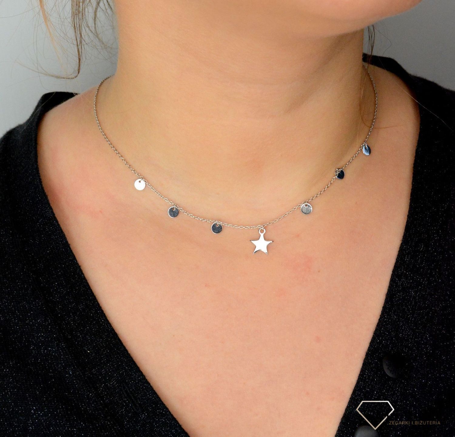 Srebrny naszyjnik celebrytka choker kółka z gwiazdką DIA-NSZ-CHOKER6-925.jpg