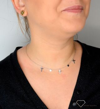 Srebrny naszyjnik choker wiszące krzyżyki z kółkami DIA-NSZ-CHOKER7-925. Srebrny naszyjnik celebrytka choker wiszące krzyżyki z kółkami (2).JPG