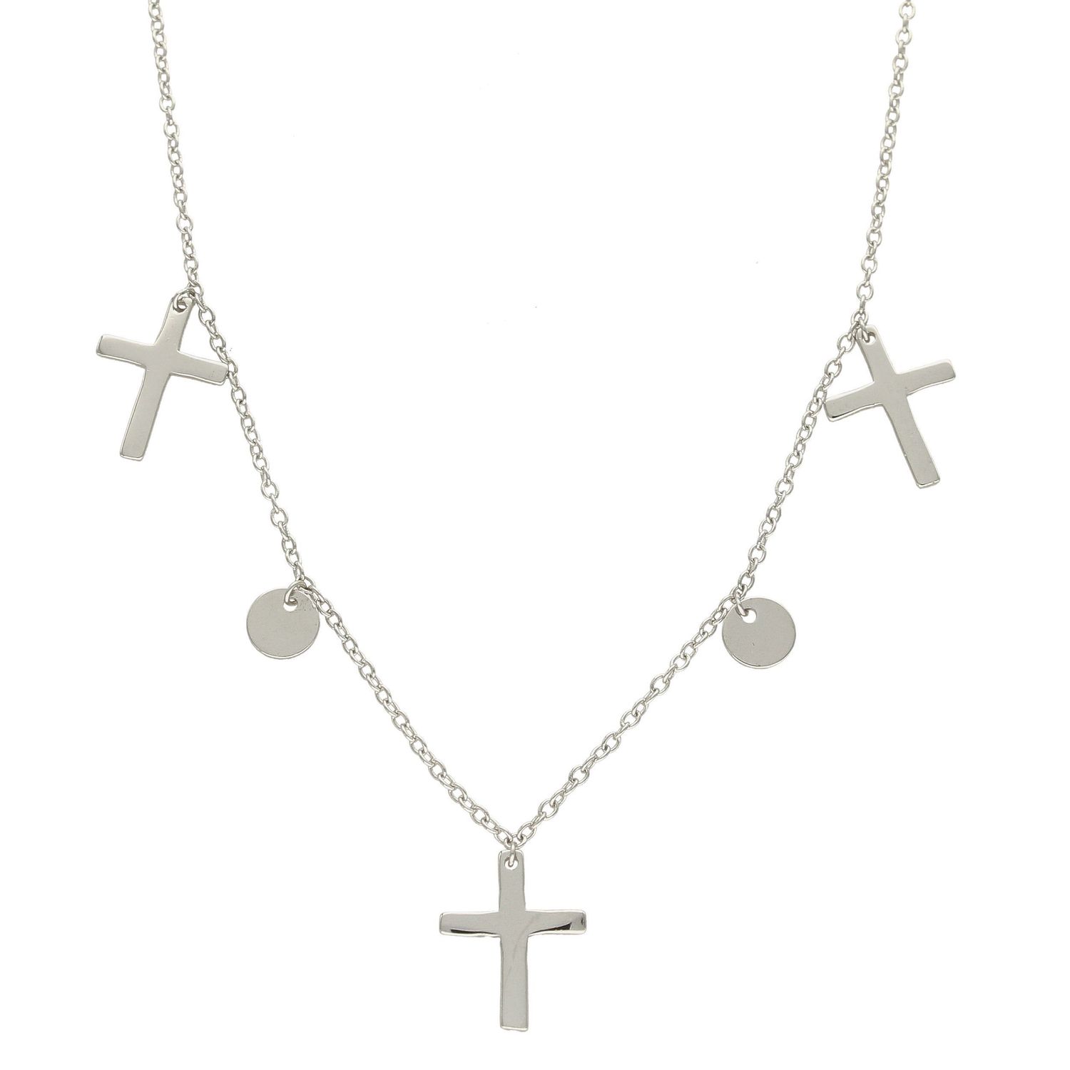 Srebrny naszyjnik choker wiszące krzyżyki z kółkami DIA-NSZ-CHOKER7-925.jpg