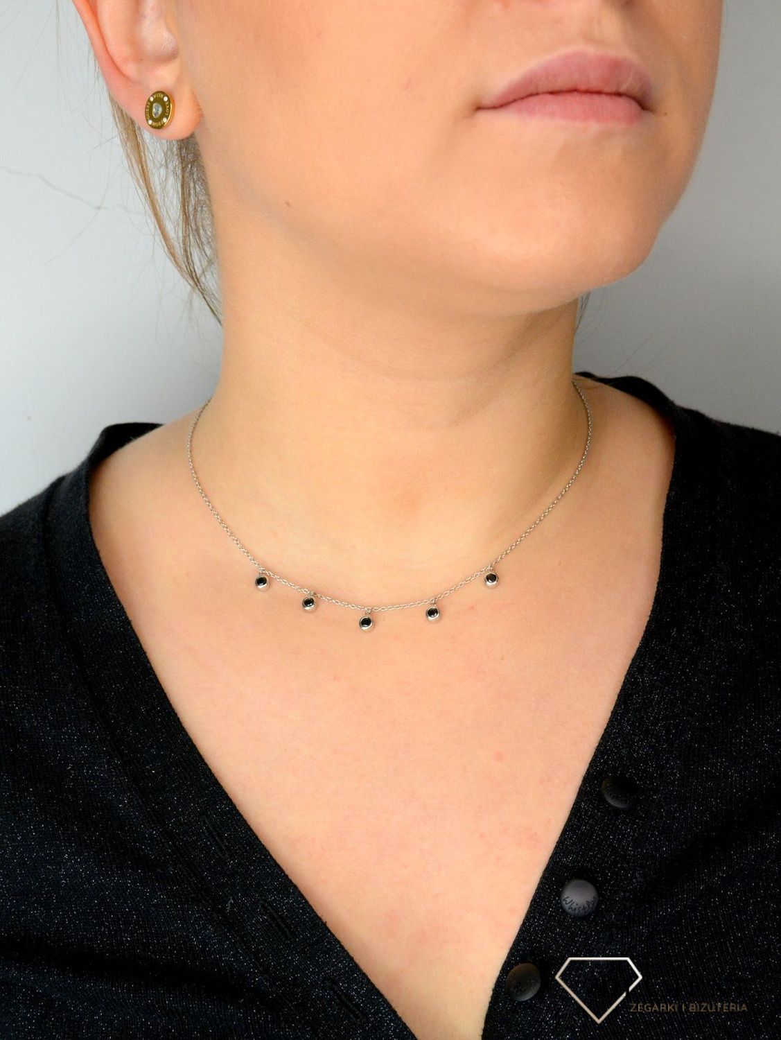 Srebrny naszyjnik choker celebrytka czarna cyrkonia DIA-NSZ-CHOKER8-925.jpg
