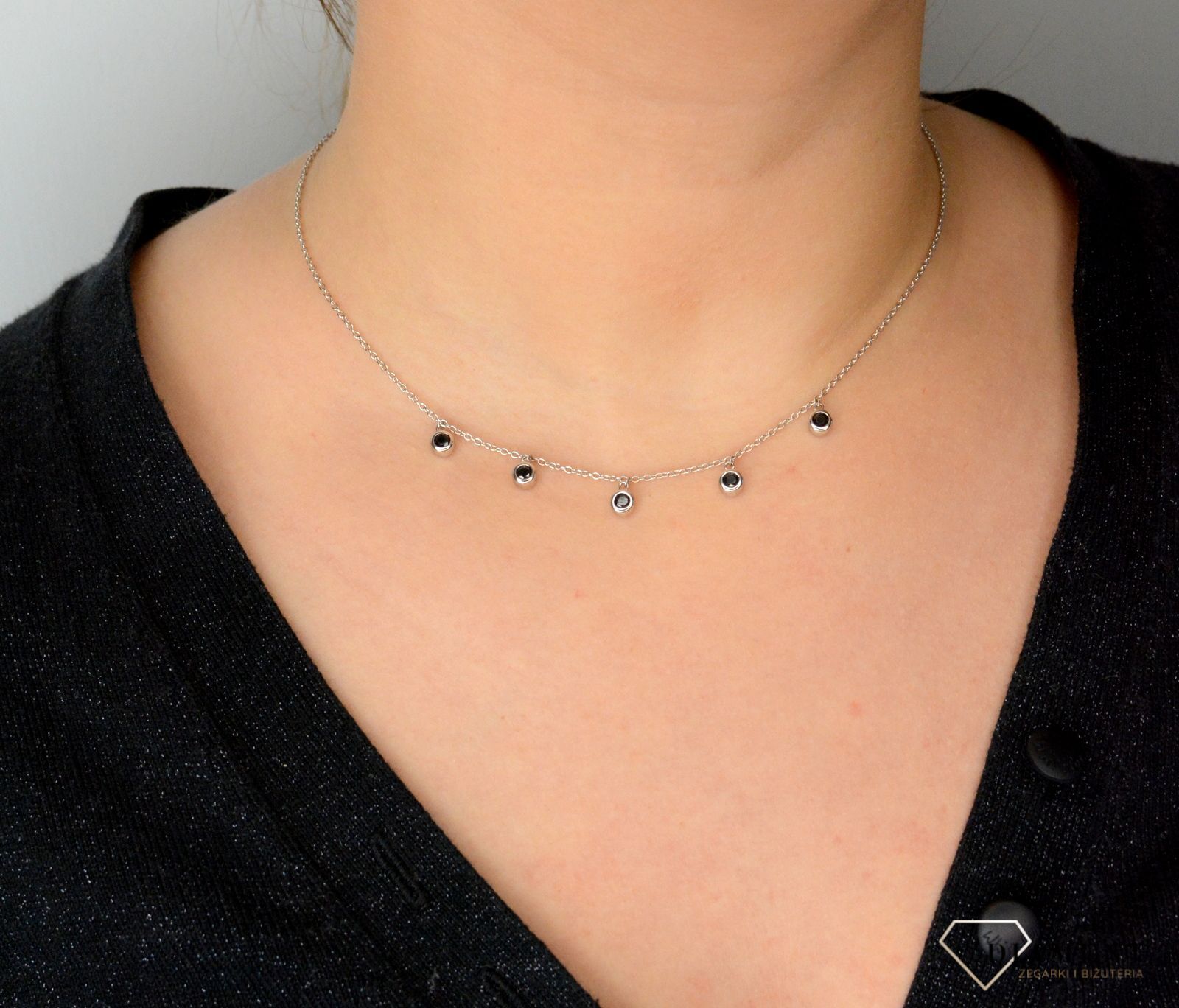 Srebrny naszyjnik choker celebrytka czarna cyrkonia DIA-NSZ-CHOKER8-925.jpg