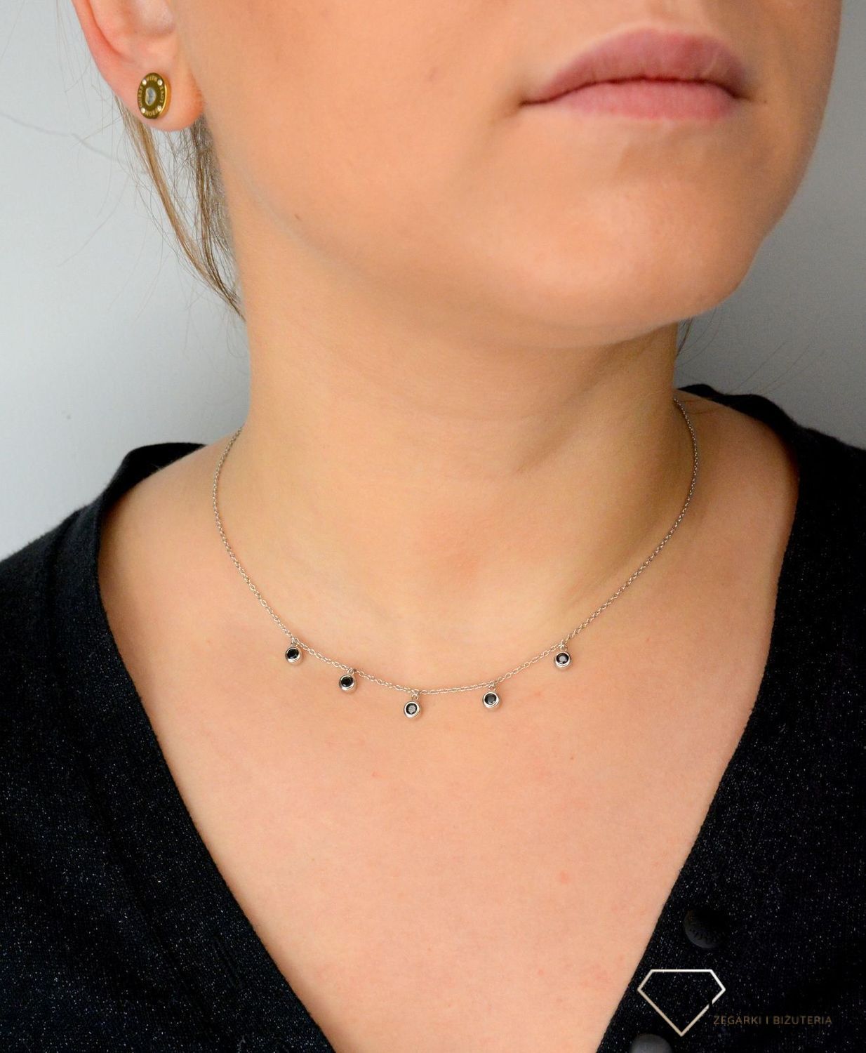 Srebrny naszyjnik choker celebrytka czarna cyrkonia DIA-NSZ-CHOKER8-925.jpg