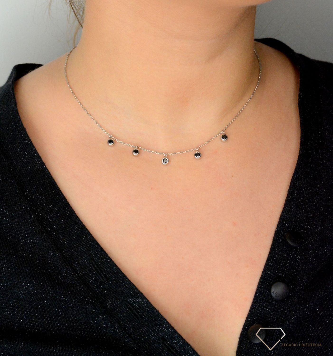 Srebrny naszyjnik choker celebrytka czarna cyrkonia DIA-NSZ-CHOKER8-925.jpg