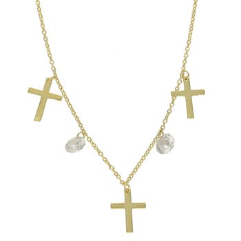 Srebrny naszyjnik celebrytka pozłacany choker krzyże z białymi kryształami DIA-NSZ-CHOKER9-925.jpg