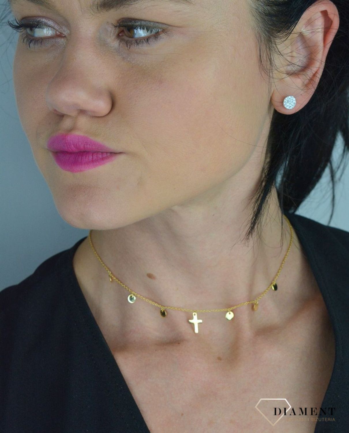 Srebrny naszyjnik celebrytka pozłacana pełne kółko z krzyżykiem DIA-NSZ-CHOKER90-z-925.jpg