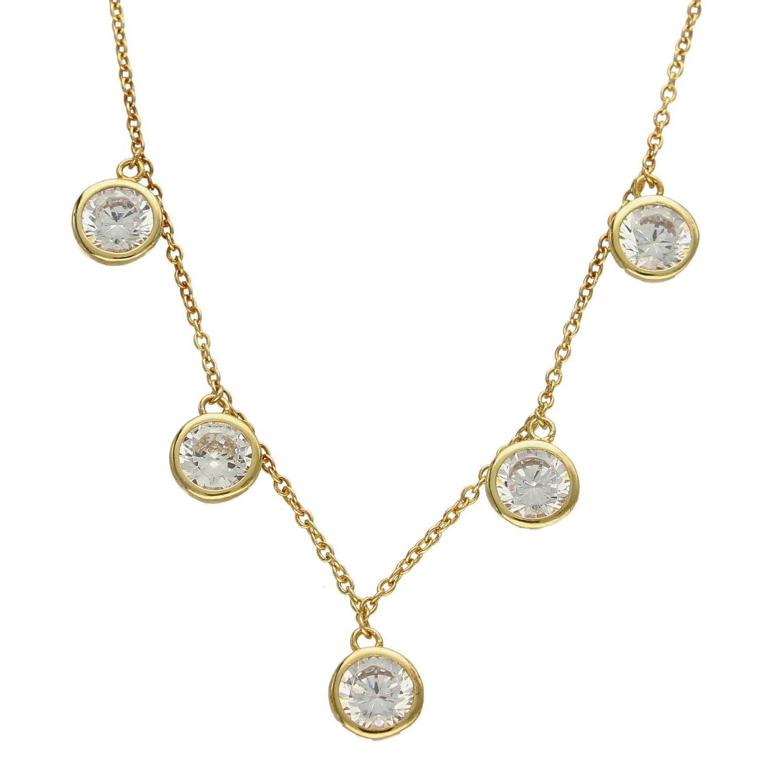 Srebrny naszyjnik celebrytka pozłacana wiszące kryształy DIA-NSZ-CHOKER95-Z-925.jpg