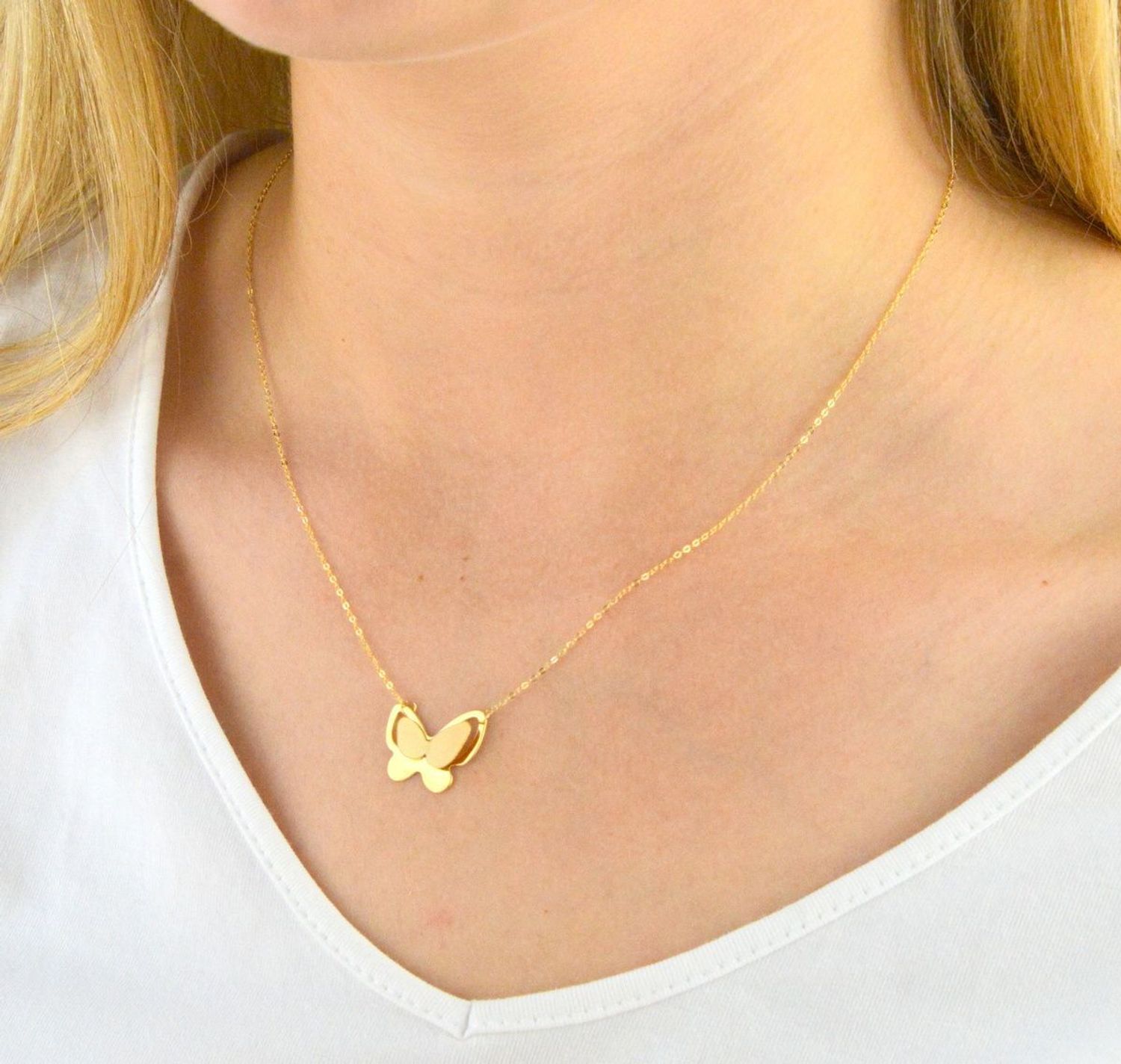 Złoty naszyjnik celebrytka z wiszącym motylkiem 585 DIA-NSZ-CN01008NG14K..jpg