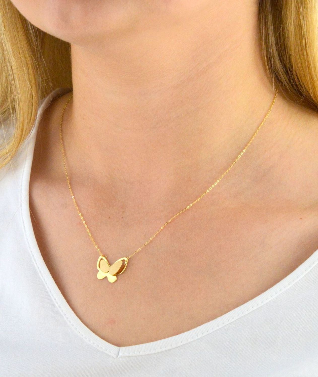 Złoty naszyjnik celebrytka z wiszącym motylkiem 585 DIA-NSZ-CN01008NG14K..jpg