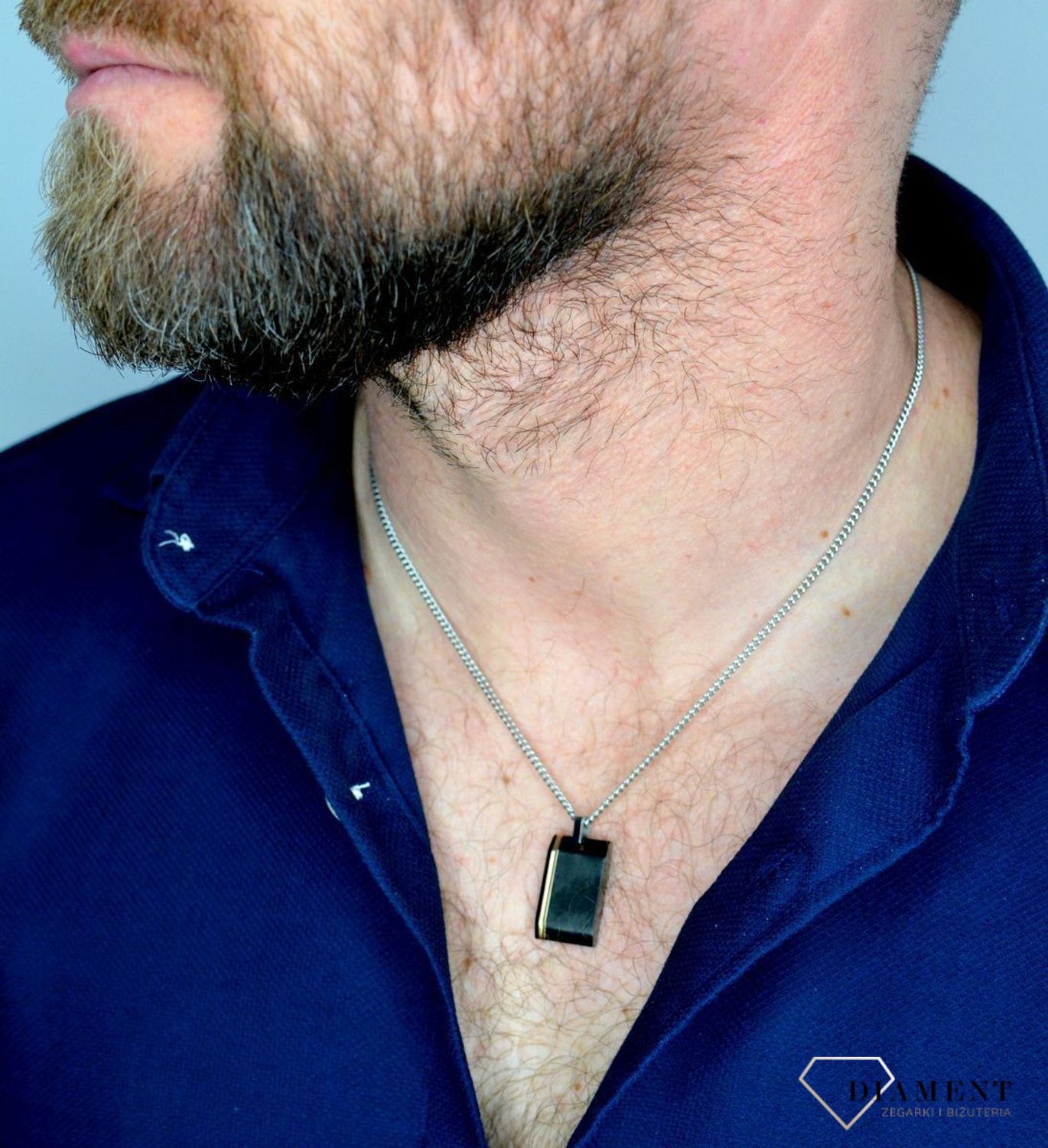Naszyjnik męski nieśmiertelnik stalowy z czarną blaszką DIA-NSZ-CSPBA13516.jpg