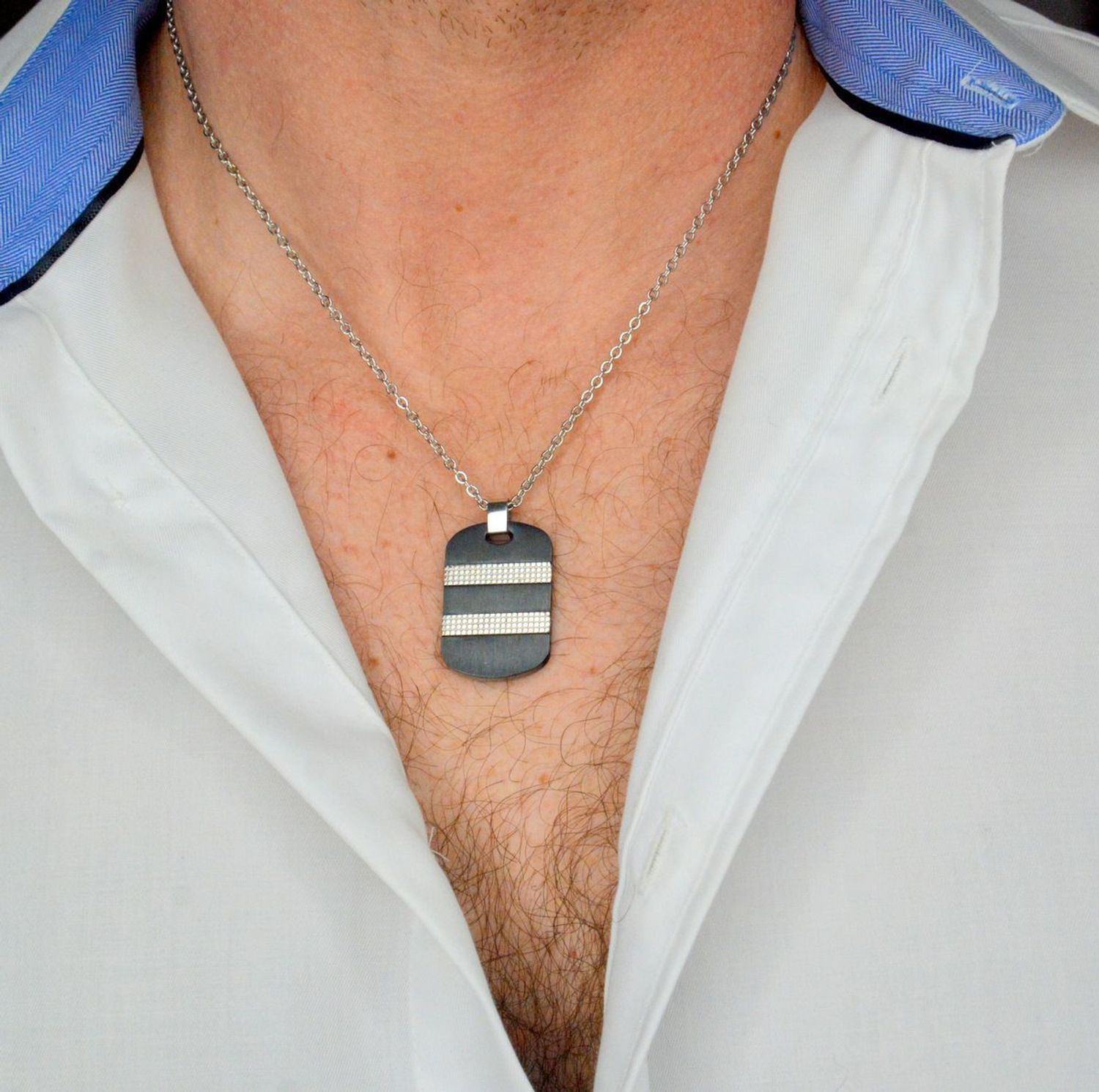 Naszyjnik męski nieśmiertelnik z możliwością graweru, biżuteria męska wykonany ze stali. Naszyjnik to wyjątkowy gadżet dla każdego mężczyzny, który podkreśli styl każdego faceta niezależnie od wieku1.jpg