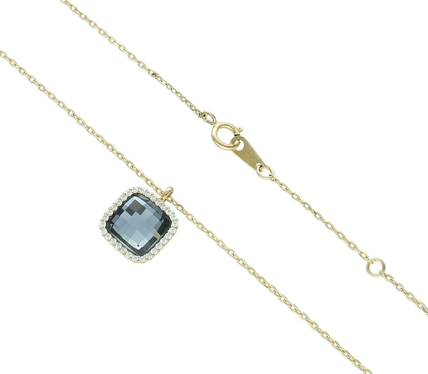 Srebrny naszyjnik celebrytka damska 925 pozłacana z niebieskim kamieniem DIA-NSZ-CYRKONIE-46-925. Srebrny naszyjnik damski. Naszyjnik srebrny celebrytka. Srebrna celebrytka damska z zawieszkami. Srebrny naszyjnik celebrytka damska na.jpg