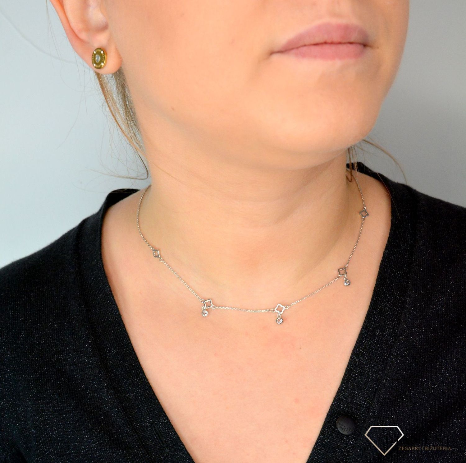 Srebrny naszyjnik celebrytka z cyrkoniami i kwiatki DIA-NSZ-CYRKONIE1-925.jpg