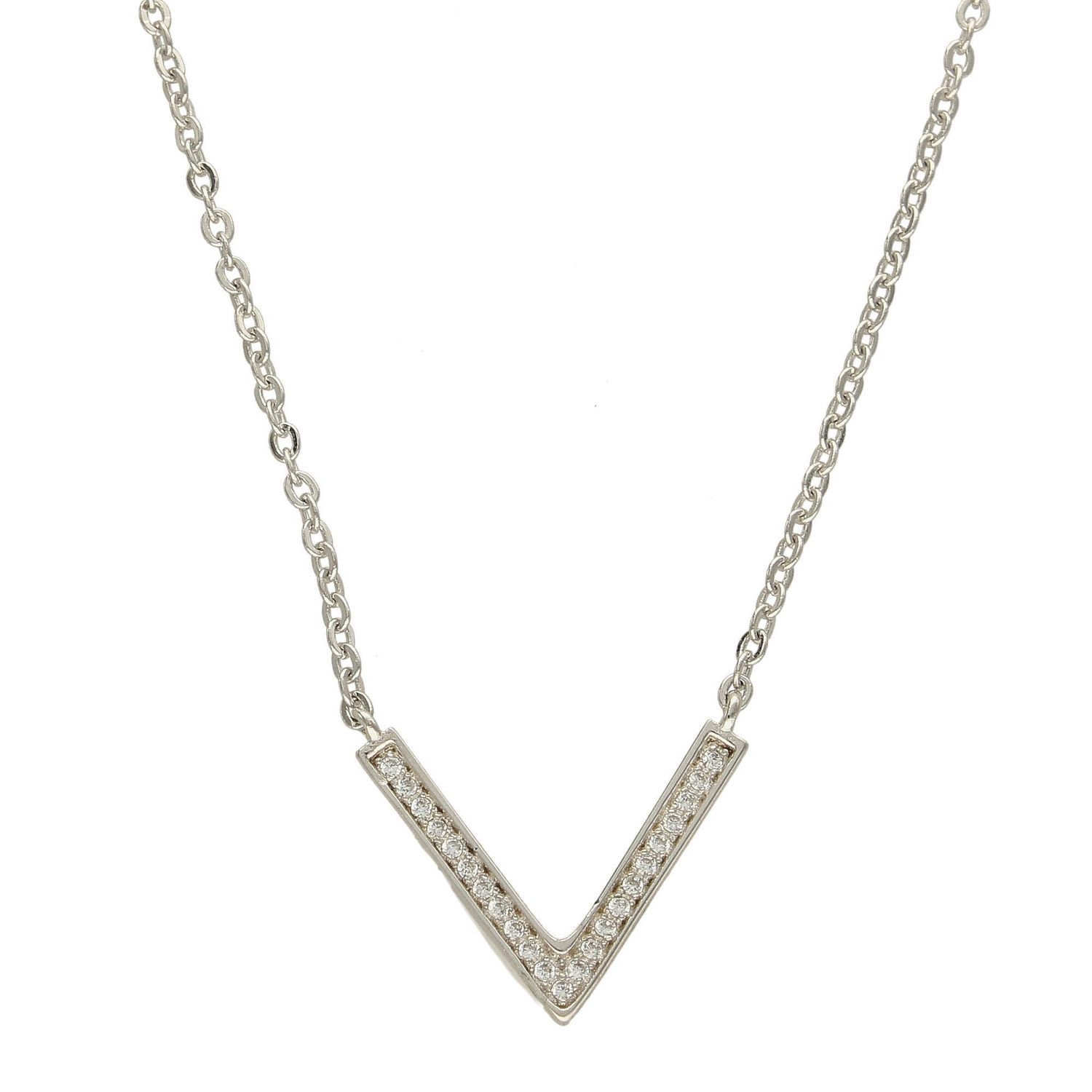 Srebrny naszyjnik celebrytka 'V' z cyrkonią DIA-NSZ-CYRKONIE2-925.jpg
