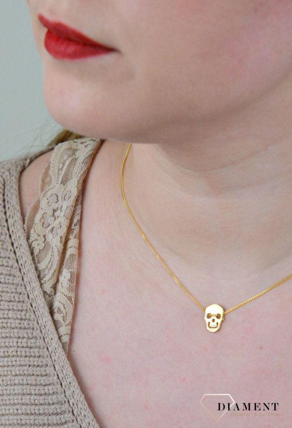 Srebrny naszyjnik celebrytka pozłacana z czaszką DIA-NSZ-CZASZKA1-Z-925.jpg