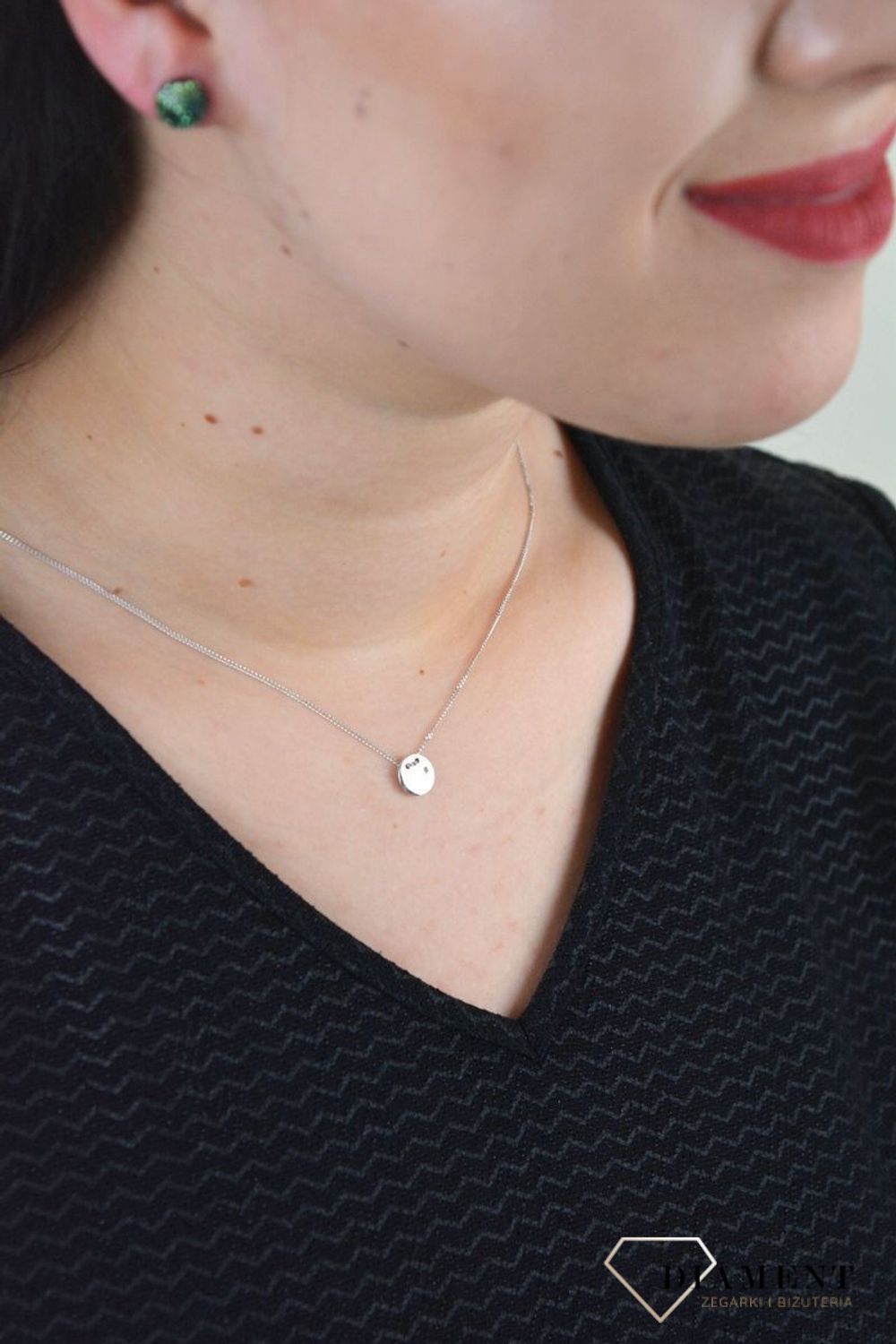 Srebrny naszyjnik celebrytka kółko z brylancikiem DIA-NSZ-DIAMENT5-925.jpg