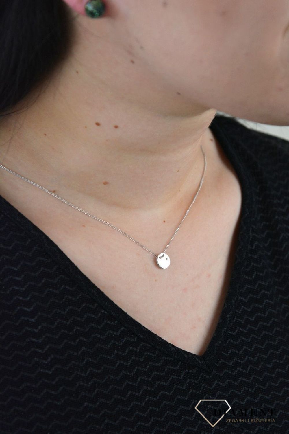 Srebrny naszyjnik celebrytka kółko z brylancikiem DIA-NSZ-DIAMENT5-925.jpg