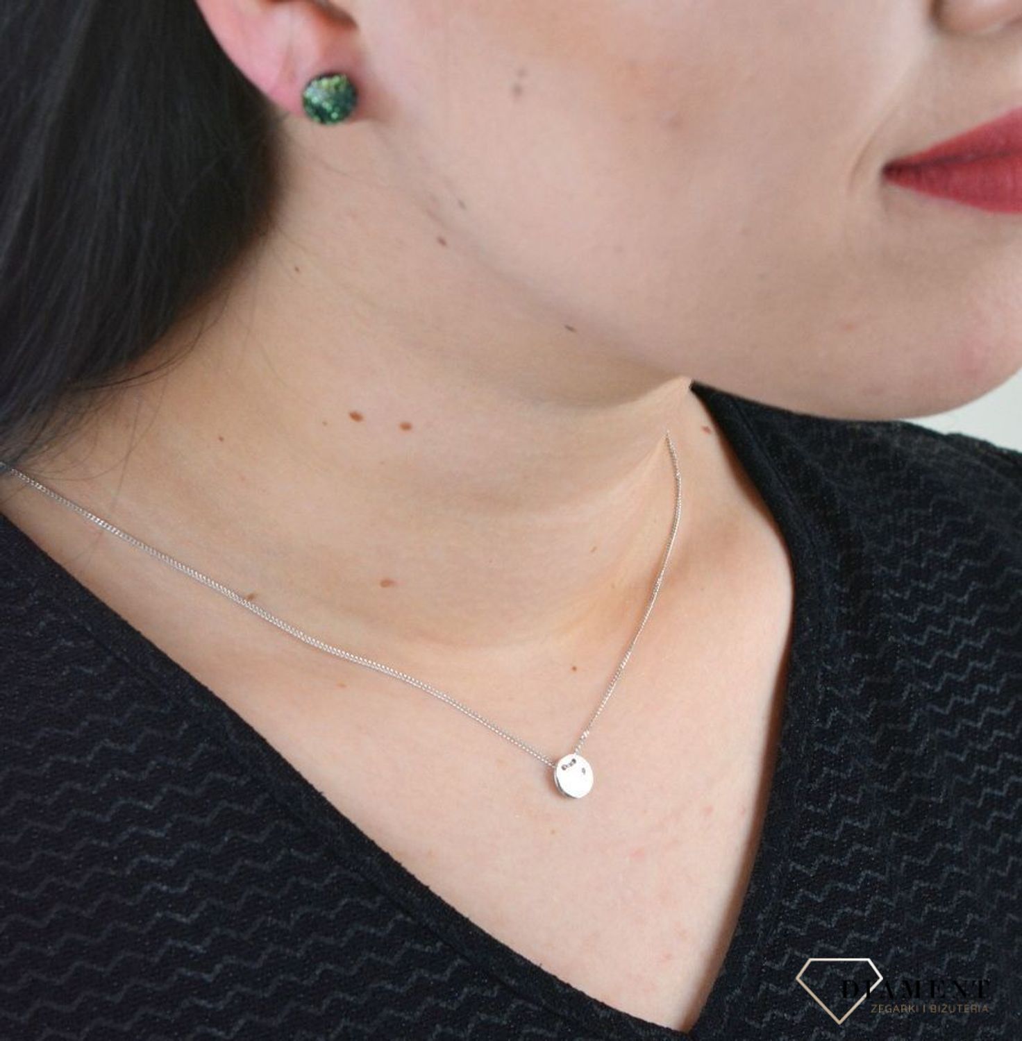 Srebrny naszyjnik celebrytka kółko z brylancikiem DIA-NSZ-DIAMENT5-925.jpg