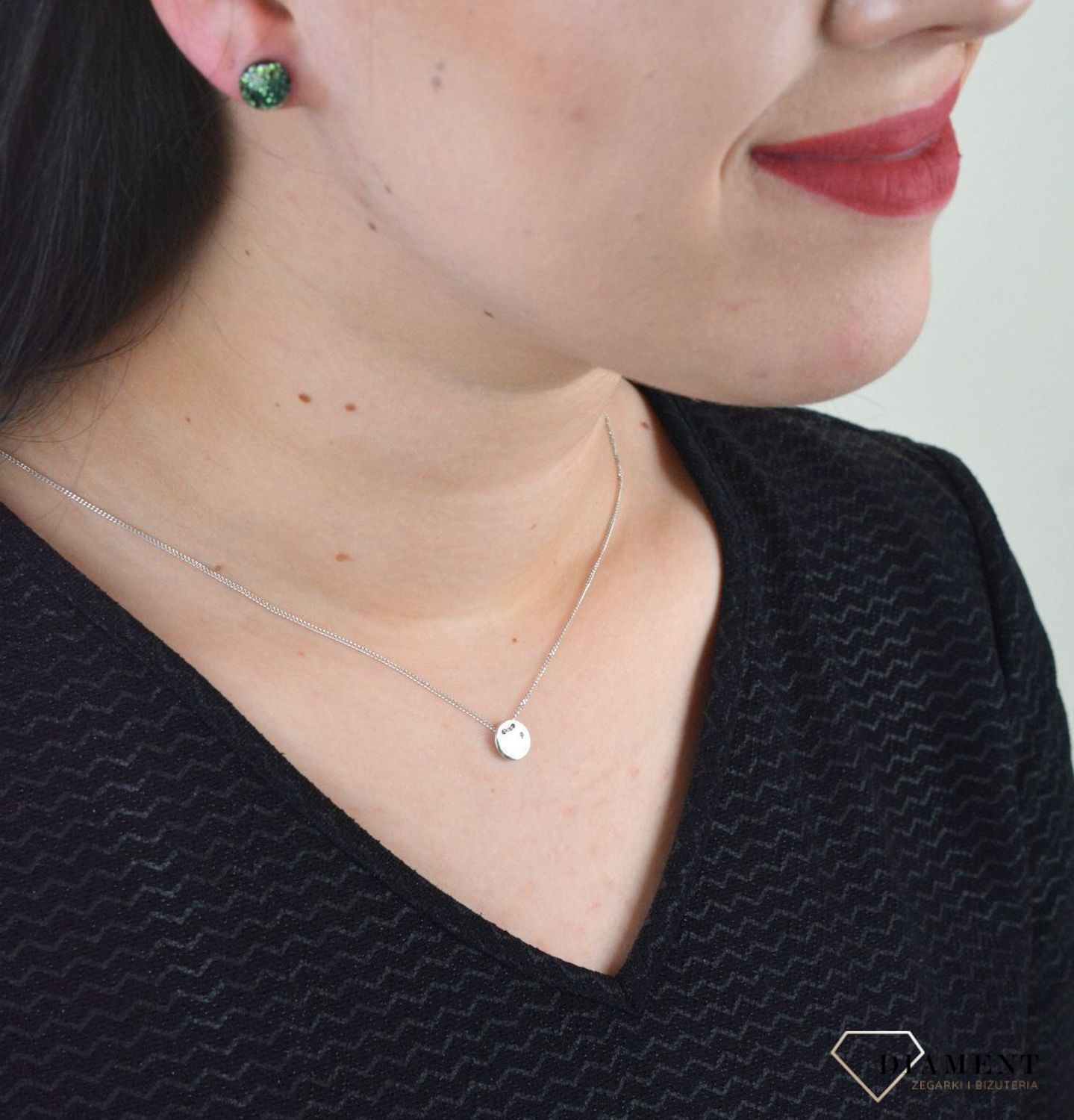 Srebrny naszyjnik celebrytka kółko z brylancikiem DIA-NSZ-DIAMENT5-925.jpg