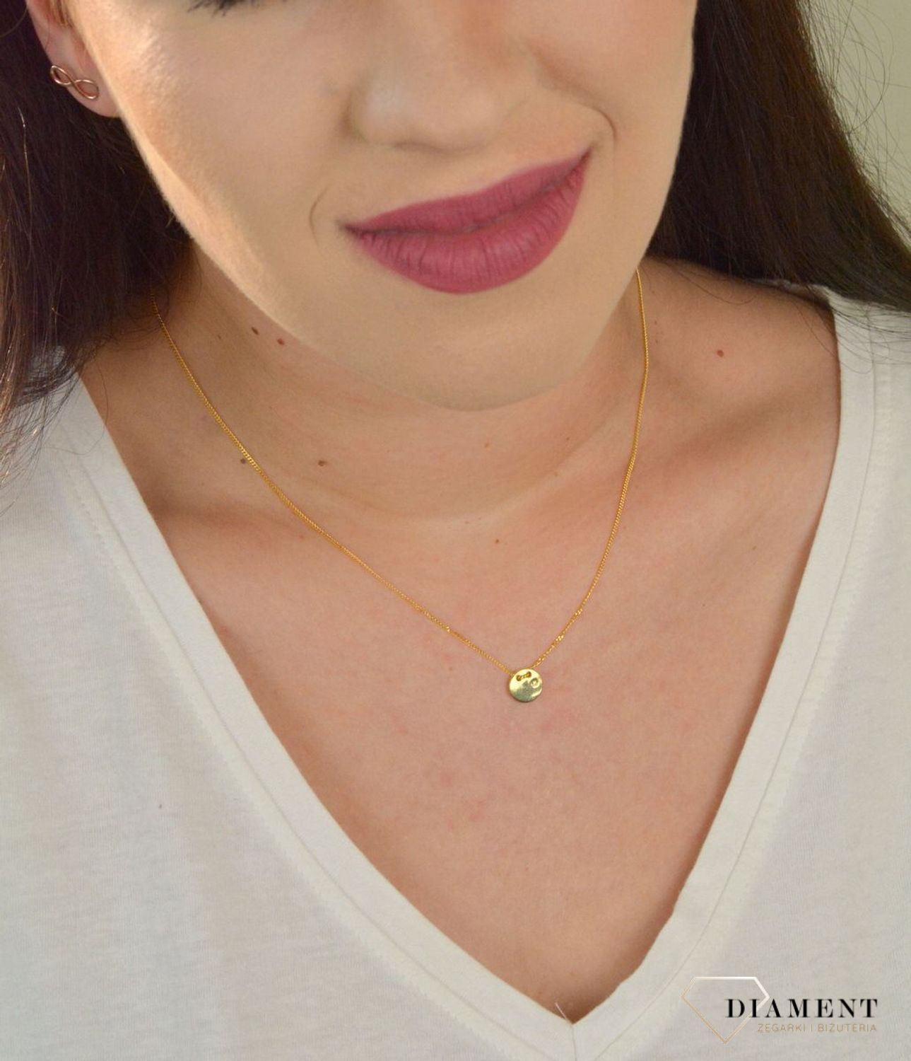 Srebrny naszyjnik celebrytka pozłacana pełne kółko z brylancikiem DIA-NSZ-DIAMENT5-Z-925.jpg