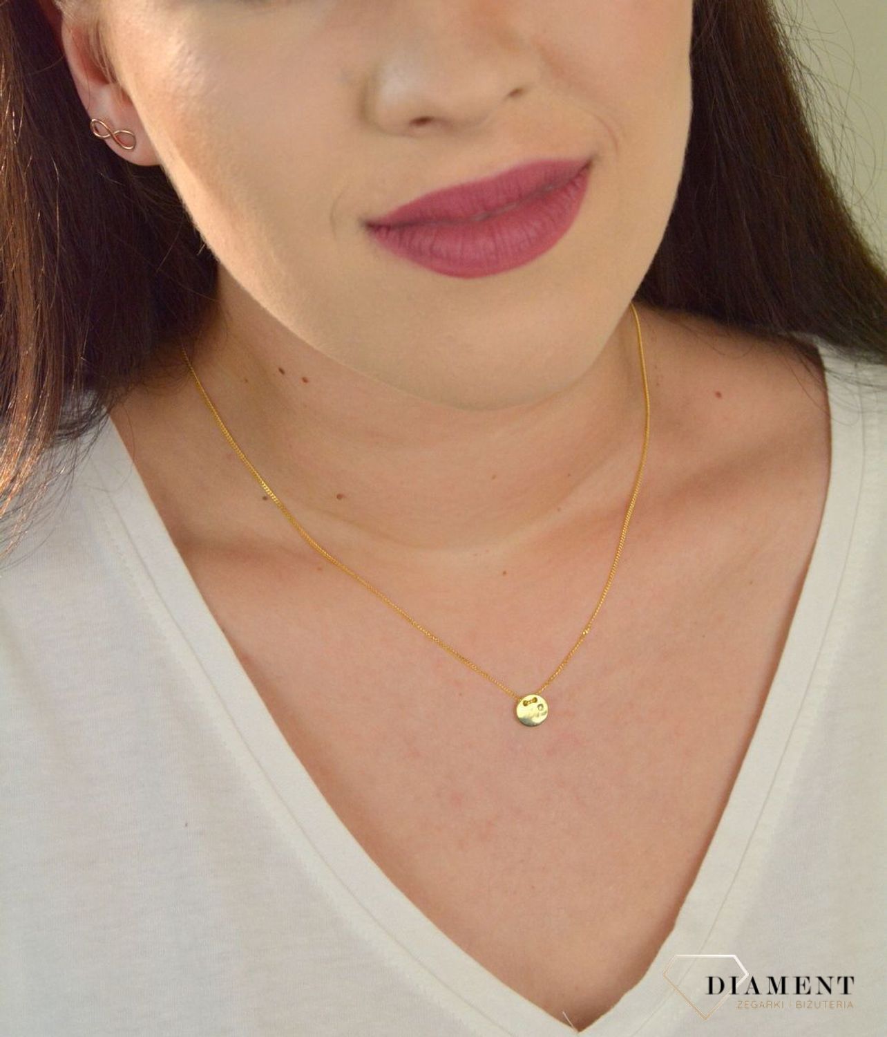 Srebrny naszyjnik celebrytka pozłacana pełne kółko z brylancikiem DIA-NSZ-DIAMENT5-Z-925.jpg