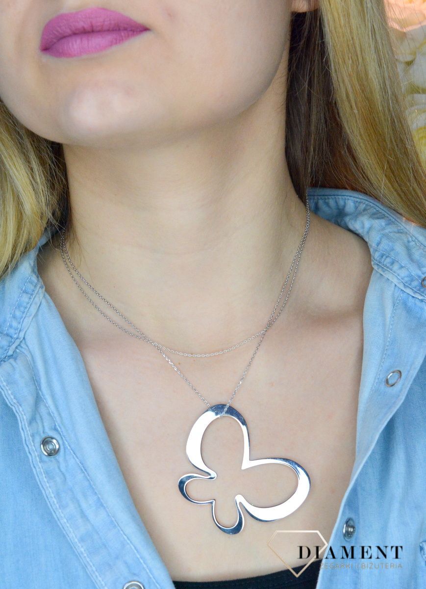 Srebrny naszyjnik 85 cm duży motyl DIA-NSZ-DUZY-MOTYL-925. Długi naszyjnik z zapięciem na karabińczyk. Naszyjnik z dużą zawieszką w kształcie motyla. Długi naszyjnik z zapięciem na karabińczyk. Naszyjnik z dużą zawieszką w ks.jpg