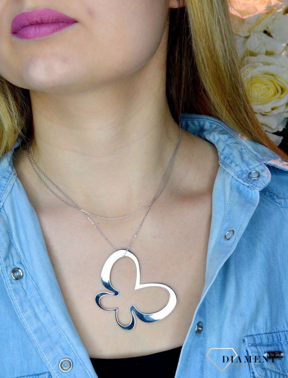 Srebrny naszyjnik 85 cm duży motyl DIA-NSZ-DUZY-MOTYL-925. Długi naszyjnik z zapięciem na karabińczyk. Naszyjnik z dużą zawieszką w kształcie motyla. Długi naszyjnik z zapięciem na karabińczyk. Naszyjnik z dużą zawieszką w ks.jpg