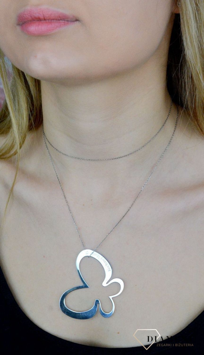 Srebrny naszyjnik damski Duży Motyl na długim łańcuszku 85 cm ''Kochanej mamie'' Prezent na Dzień Ma.jpg