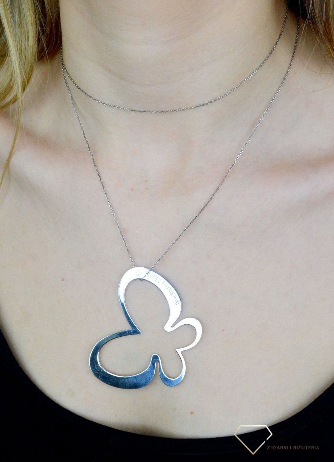 Srebrny naszyjnik damski Duży Motyl na długim łańcuszku 85 cm ''Kochanej mamie'' Prezent na Dzień Ma.jpg
