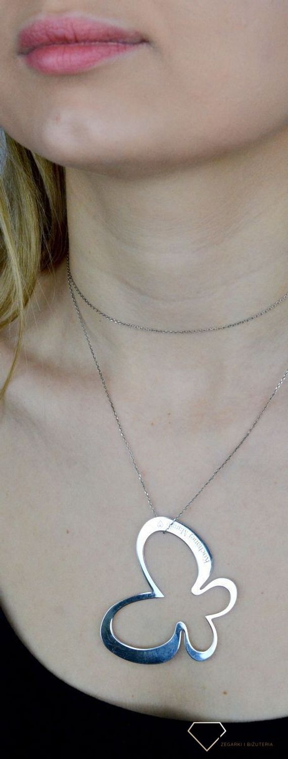 Srebrny naszyjnik damski Duży Motyl na długim łańcuszku 85 cm ''Kochanej mamie'' Prezent na Dzień Ma.jpg