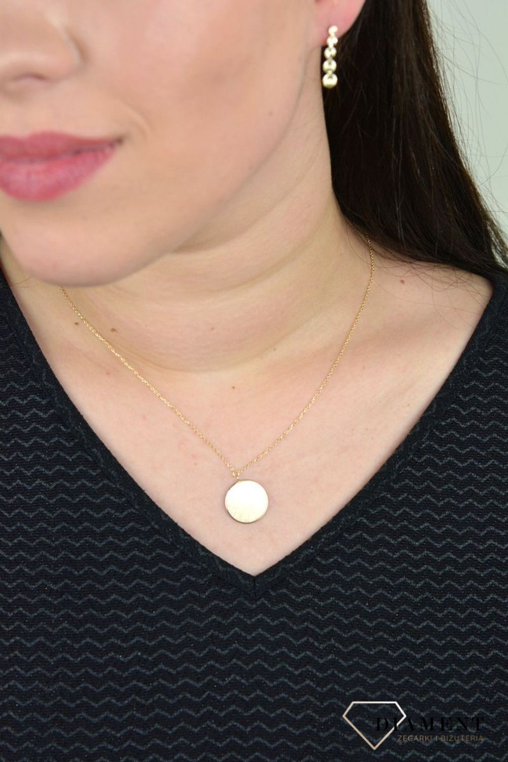 Złoty naszyjnik próba 585 z okrągłą zawieszką DIA-NSZ-E263--585.jpg