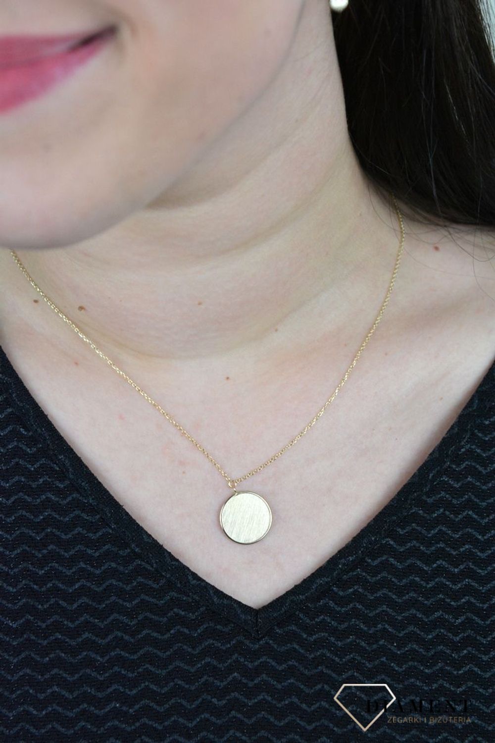 Złoty naszyjnik próba 585 z okrągłą zawieszką DIA-NSZ-E263--585.jpg