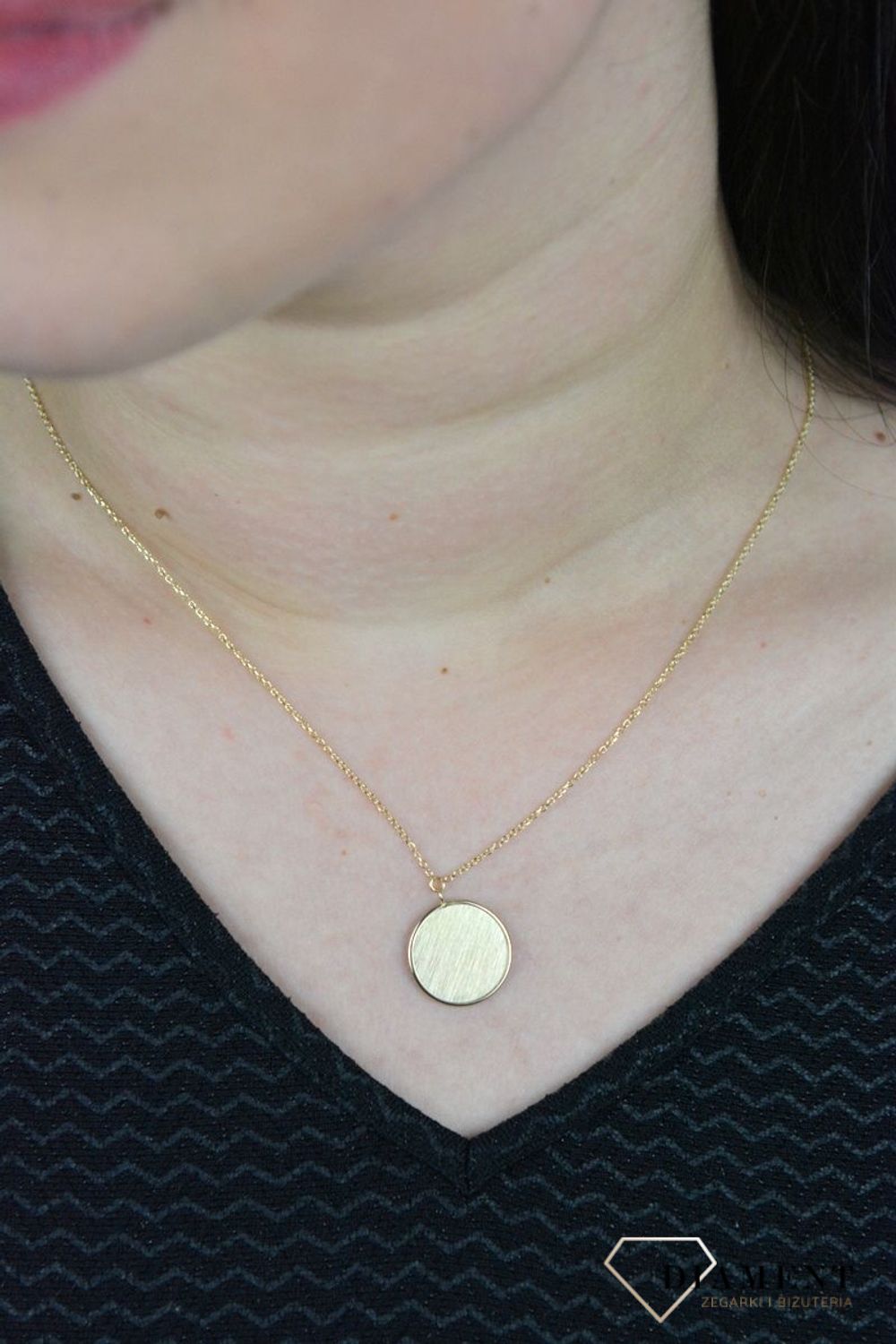 Złoty naszyjnik próba 585 z okrągłą zawieszką DIA-NSZ-E263--585.jpg