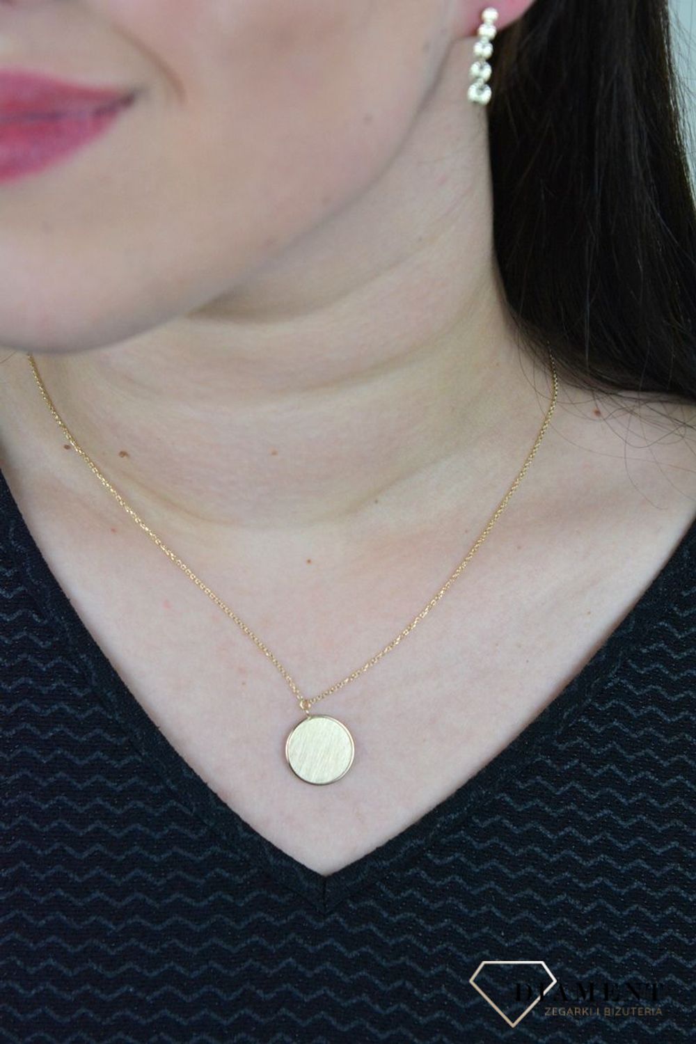 Złoty naszyjnik próba 585 z okrągłą zawieszką DIA-NSZ-E263--585.jpg