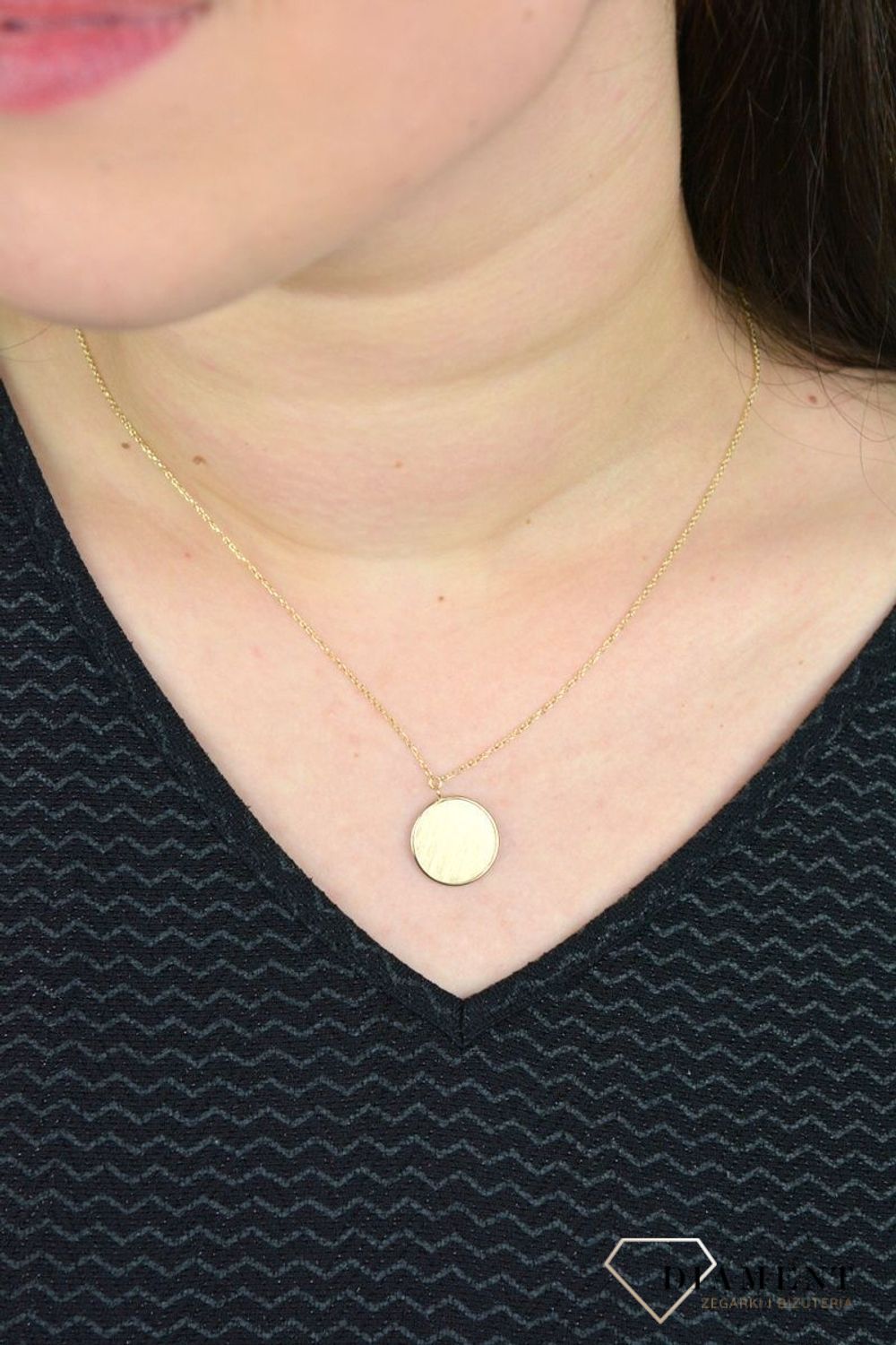 Złoty naszyjnik próba 585 z okrągłą zawieszką DIA-NSZ-E263--585.jpg