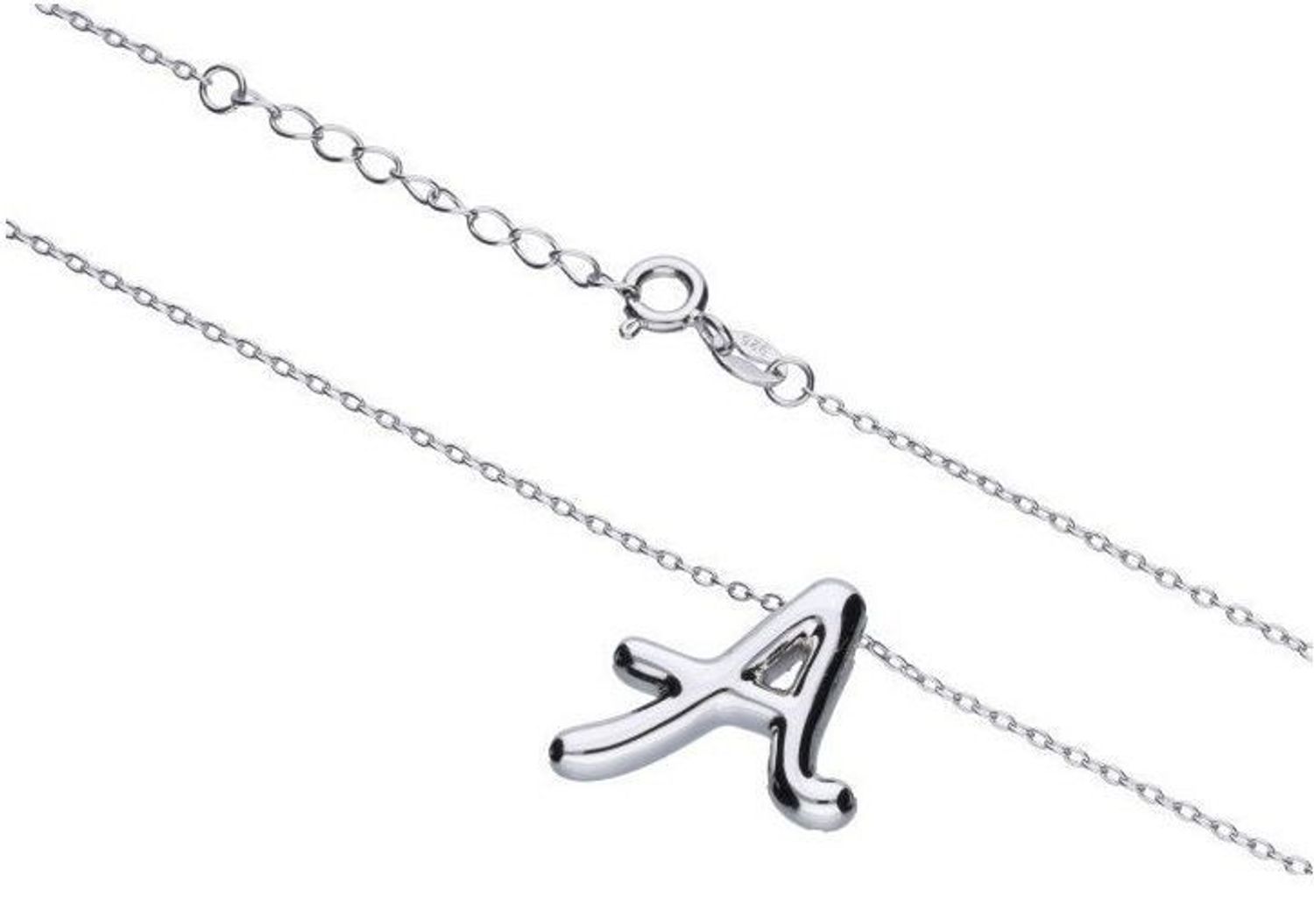 Naszyjnik z literką A – srebro próby 925 rodowane, zawieszka 20x21 mm, łańcuszek 42 cm + 3 cm. Osobisty dodatek i idealny pomysł na prezent.2.jpg
