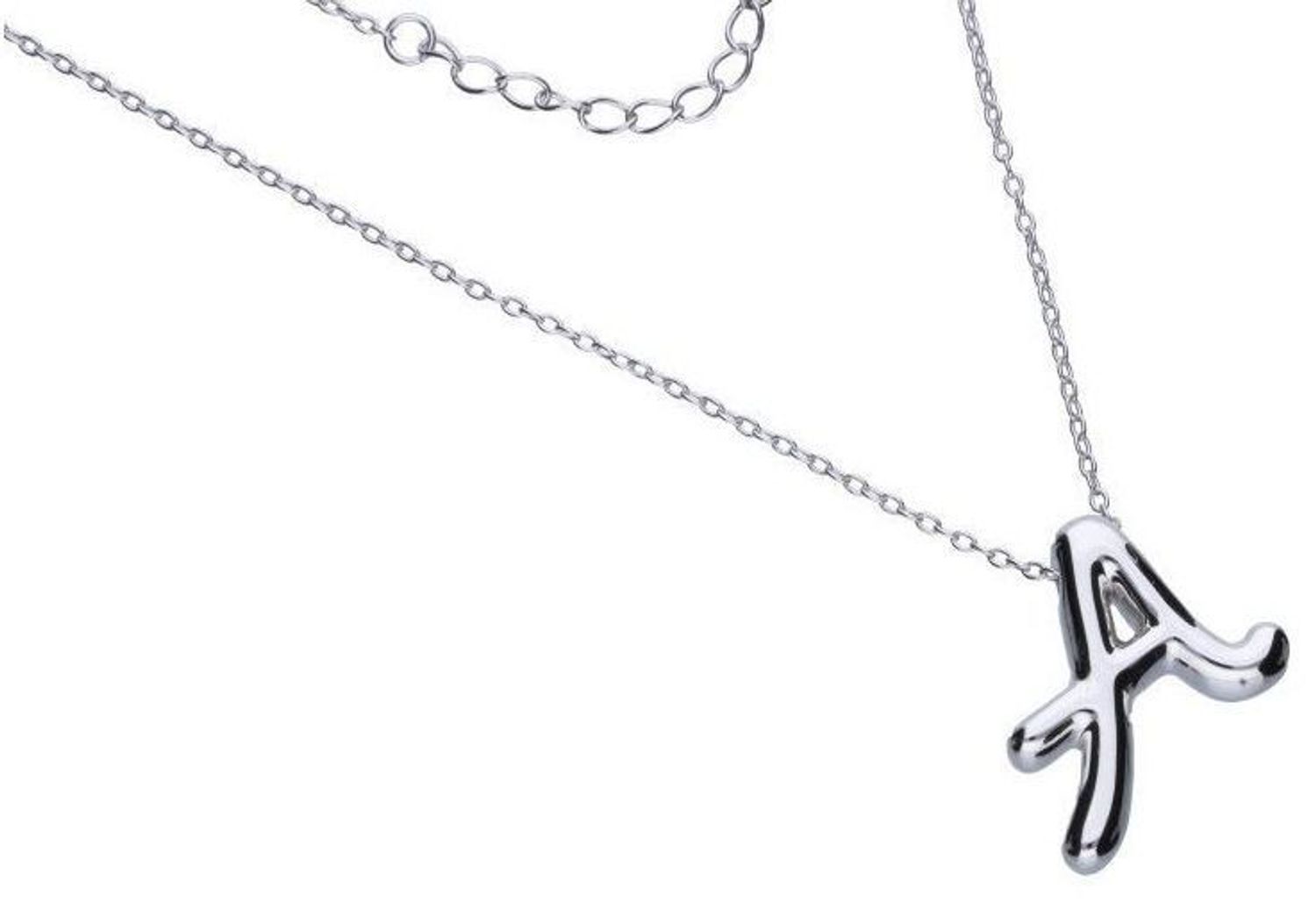 Naszyjnik z literką A – srebro próby 925 rodowane, zawieszka 20x21 mm, łańcuszek 42 cm + 3 cm. Osobisty dodatek i idealny pomysł na prezent.2.jpg