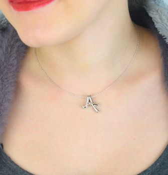 Naszyjnik z literką A – srebro próby 925 rodowane, zawieszka 20x21 mm, łańcuszek 42 cm + 3 cm. Osobisty dodatek i idealny pomysł na prezent (1).JPG