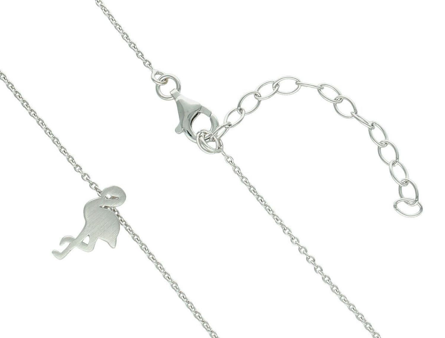 Naszyjnik damski srebrny próby 925 z zawieszką flaming o wymiarach 1,3 cm x 6 mm. Delikatny łańcuszek długości 42 cm z regulacją + 5 cm, waga 2,20 g. Elegancka i lekka biżuteria idealna na każ.jpg