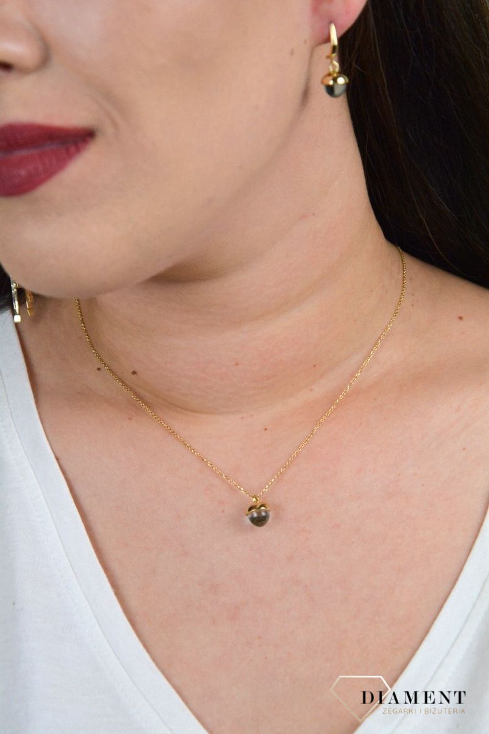 Złoty naszyjnik delikatny łańcuszek z topazem DIA-NSZ-G020MOD-585.jpg