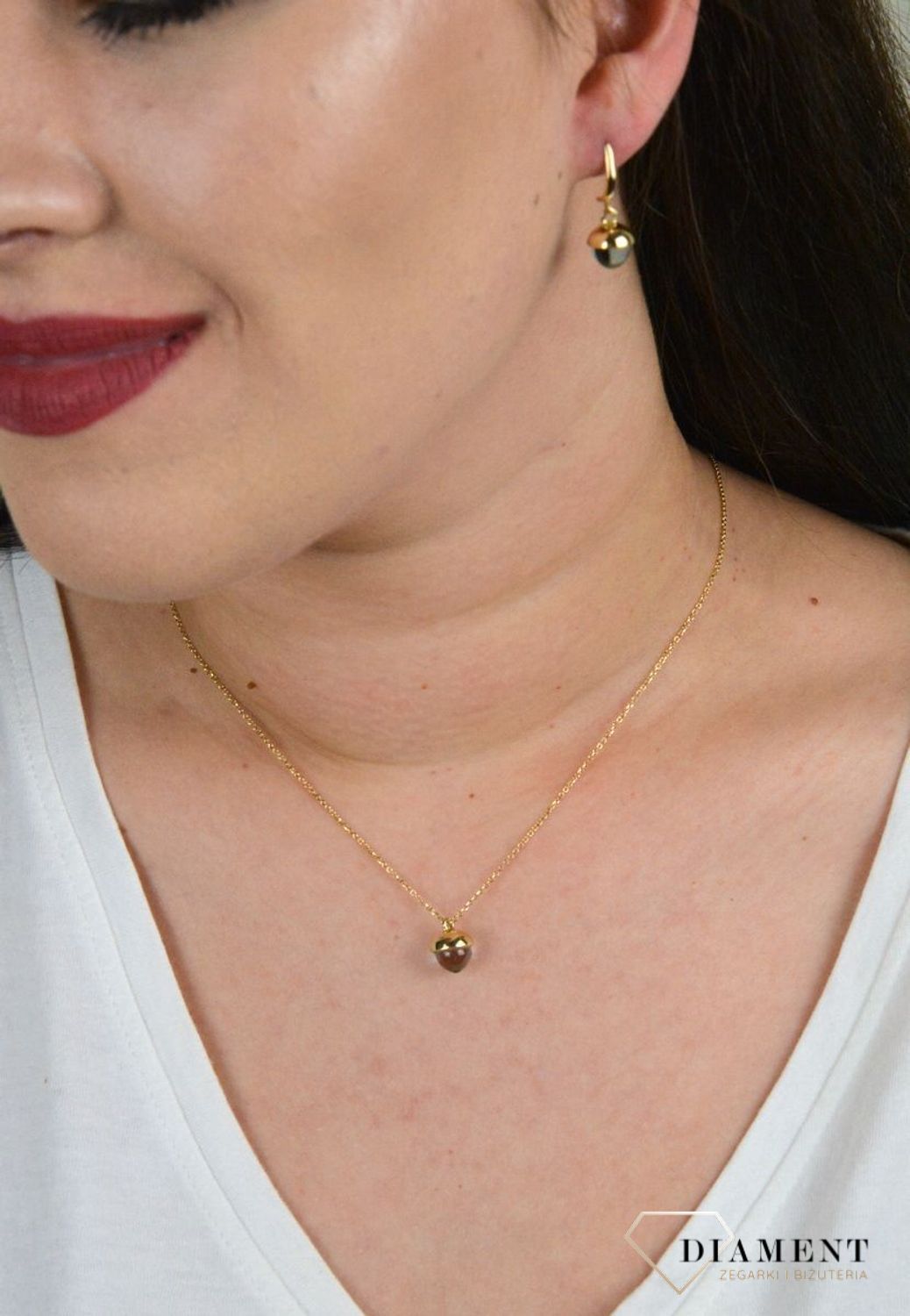 Złoty naszyjnik delikatny łańcuszek z topazem DIA-NSZ-G020MOD-585.jpg
